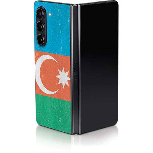 Azerbaijan Flag Distressed Galaxy Z Fold5 5G Skin