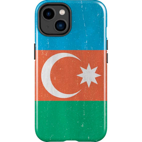 Azerbaijan Flag Distressed iPhone 14 Plus Impact Case
