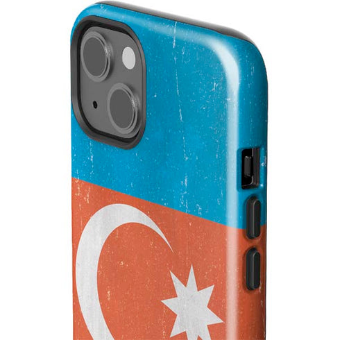 Azerbaijan Flag Distressed iPhone 14 Plus Impact Case