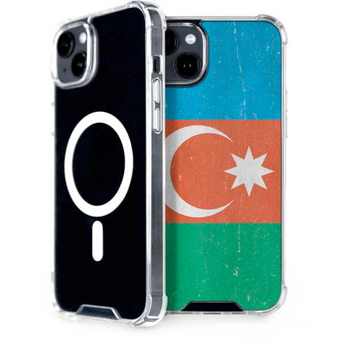 Azerbaijan Flag Distressed iPhone 15 MagSafe Case
