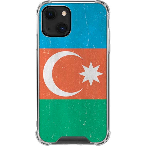 Azerbaijan Flag Distressed iPhone 14 Plus Clear Case