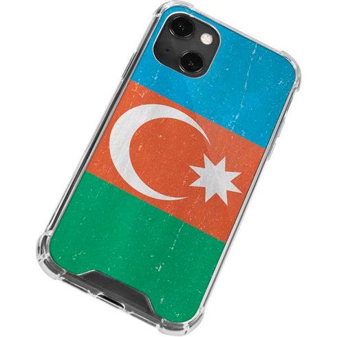 Azerbaijan Flag Distressed iPhone 14 Plus Clear Case