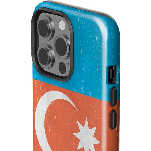 Azerbaijan Flag Distressed iPhone 14 Pro Impact Case