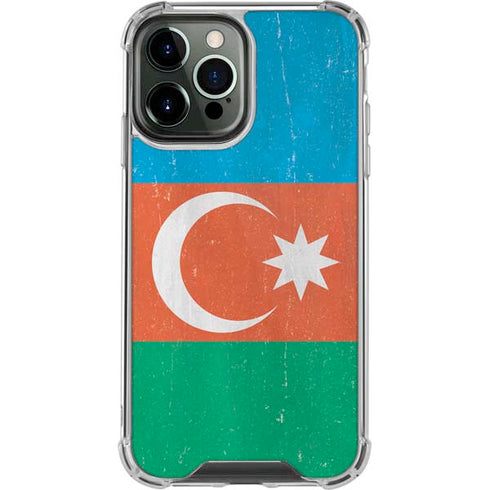 Azerbaijan Flag Distressed iPhone 15 Pro Max Clear Case