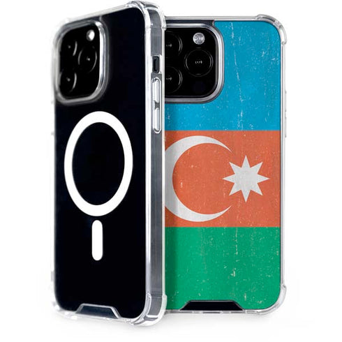 Azerbaijan Flag Distressed iPhone 15 Pro Max MagSafe Case