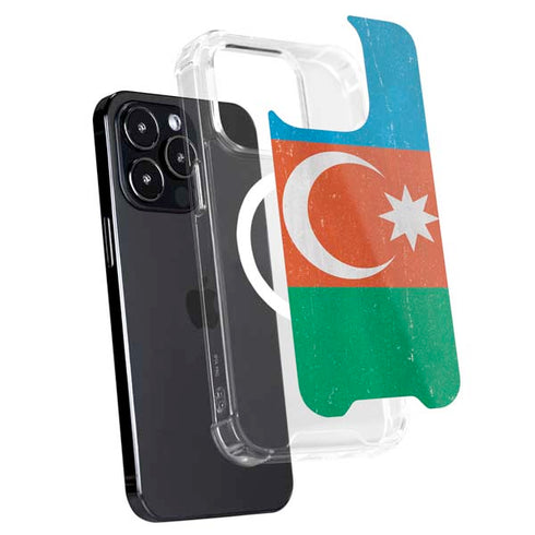 Azerbaijan Flag Distressed iPhone 15 Pro Max MagSafe Case