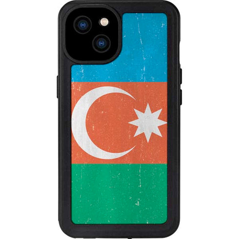 Azerbaijan Flag Distressed iPhone 15 Plus Waterproof Case
