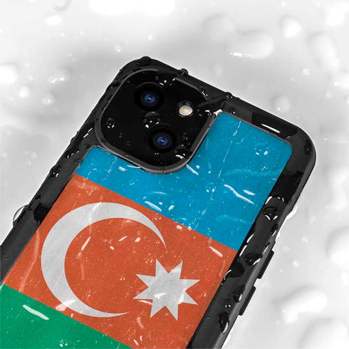 Azerbaijan Flag Distressed iPhone 15 Plus Waterproof Case