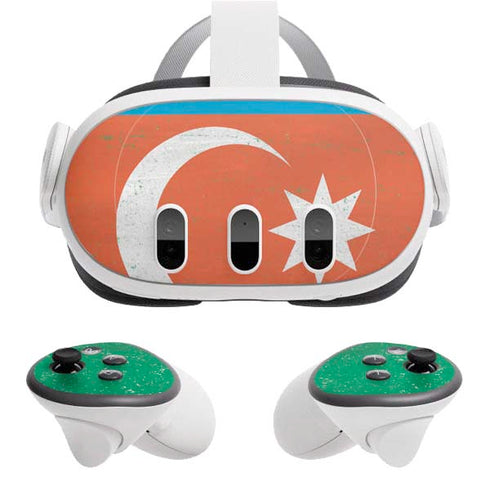 Azerbaijan Flag Distressed Meta Quest 3 Skin