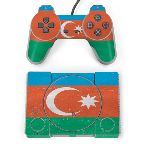 Azerbaijan Flag Distressed PlayStation Classic Bundle Skin