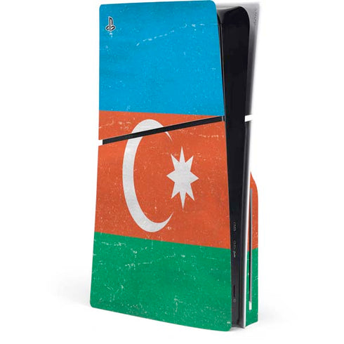 Azerbaijan Flag Distressed PS5 Slim Disk Console Skin