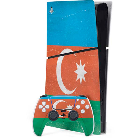Azerbaijan Flag Distressed PS5 Slim Digital Edition Console Skin
