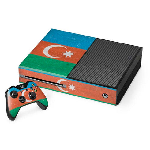 Azerbaijan Flag Distressed Xbox One Console and Controller Bundle Skin