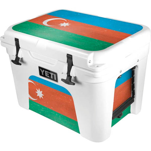 Azerbaijan Flag Distressed YETI Tundra 35 Hard Cooler Skin