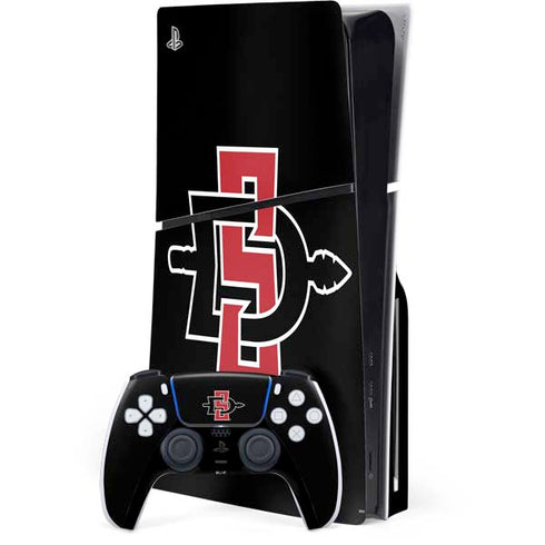 San Diego State University Aztecs Logo PS5 Slim Disk Bundle Skin