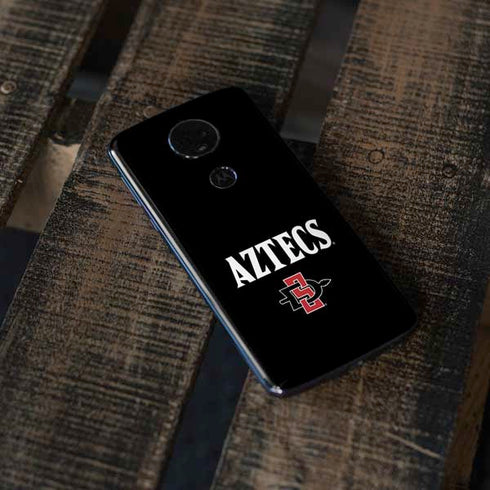 San Diego State University Aztecs Black Moto E5 Plus Skin