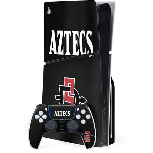 San Diego State University Aztecs Black PS5 Slim Disk Bundle Skin