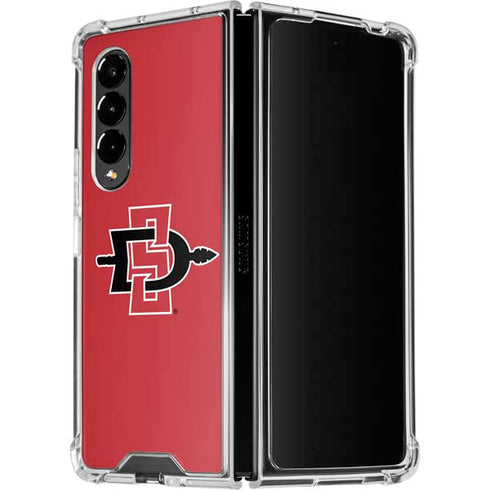 San Diego State University Aztecs Red Logo Galaxy Z Fold4 5G Clear Case