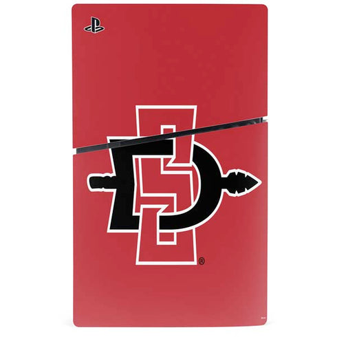 San Diego State University Aztecs Red Logo PS5 Slim Disk Console Skin