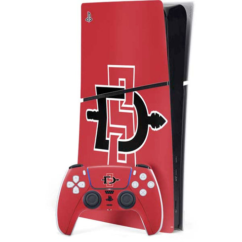 San Diego State University Aztecs Red Logo PS5 Slim Digital Edition Console Skin