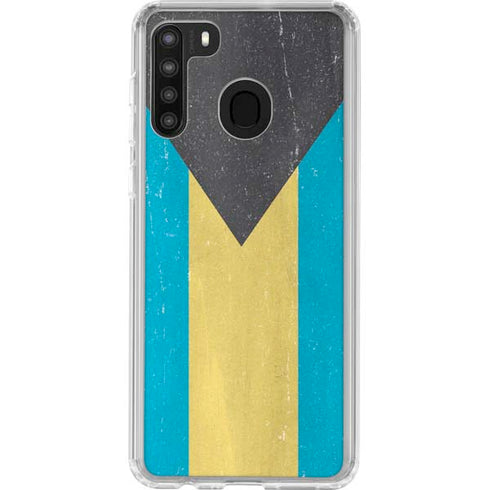 Bahamas Flag Distressed Galaxy A21 Clear Case