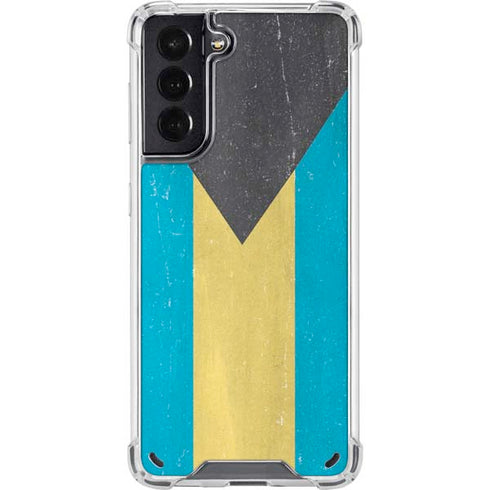Bahamas Flag Distressed Galaxy S21 5G Clear Case