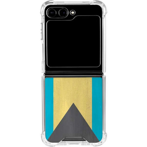 Bahamas Flag Distressed Galaxy Z Flip5 5G Clear Case