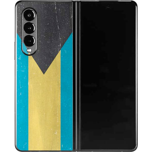 Bahamas Flag Distressed Galaxy Z Fold3 5G Skin