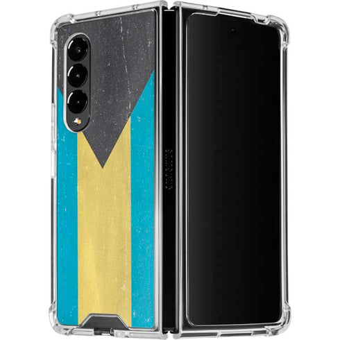 Bahamas Flag Distressed Galaxy Z Fold4 5G Clear Case