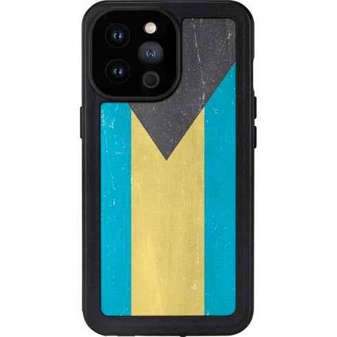 Bahamas Flag Distressed iPhone 14 Pro Max Waterproof Case