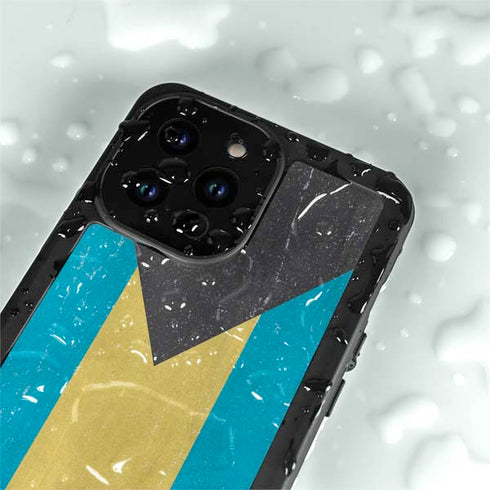 Bahamas Flag Distressed iPhone 14 Pro Max Waterproof Case