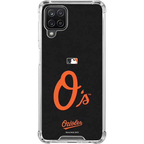 MLB Baltimore Orioles - Solid Distressed Galaxy A12 Clear Case