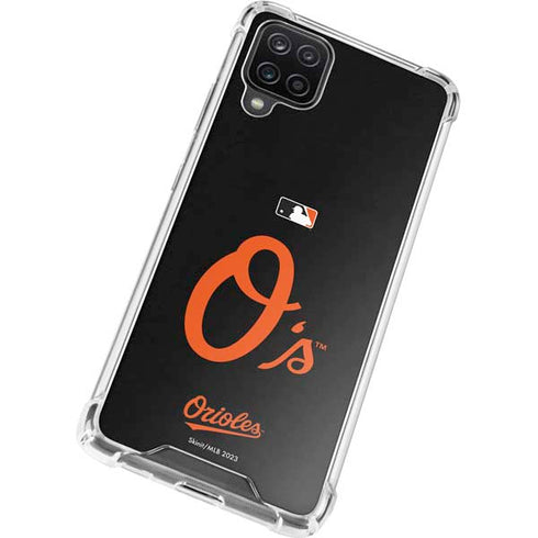 MLB Baltimore Orioles - Solid Distressed Galaxy A12 Clear Case