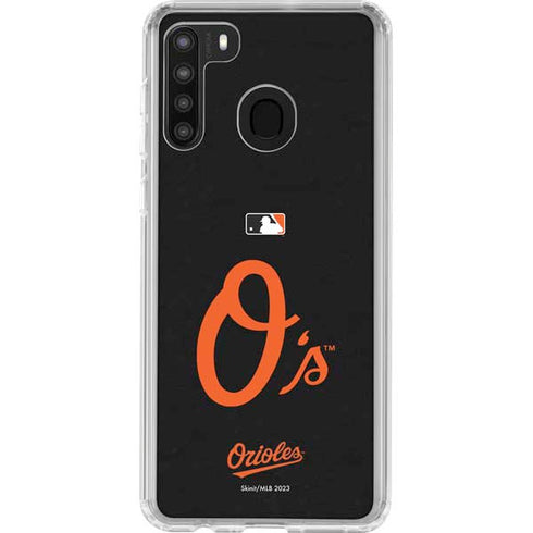 MLB Baltimore Orioles - Solid Distressed Galaxy A21 Clear Case