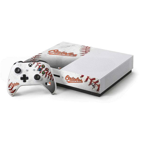 MLB Baltimore Orioles Game Ball Xbox One S Console and Controller Bundle Skin