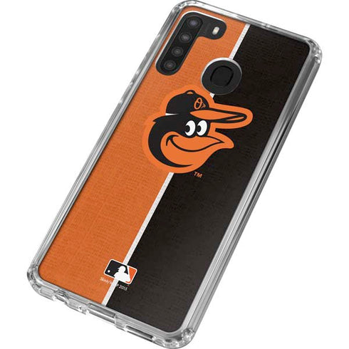 MLB Baltimore Orioles Split Galaxy A21 Clear Case