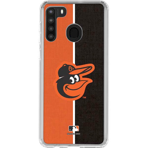 MLB Baltimore Orioles Split Galaxy A21 Clear Case