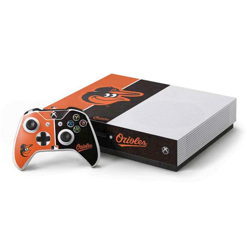 MLB Baltimore Orioles Split Xbox One S Console and Controller Bundle Skin