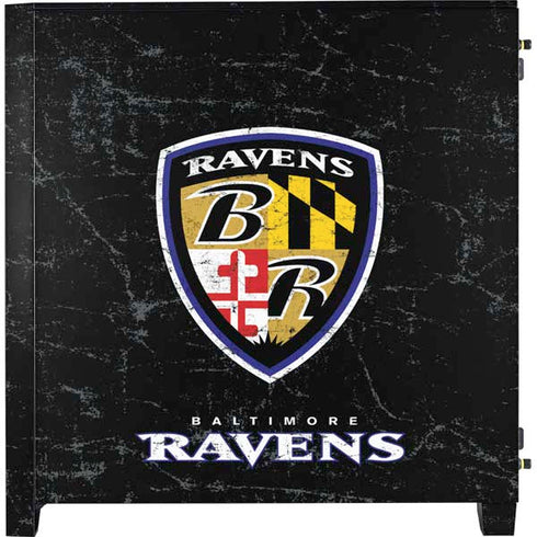 NFL Baltimore Ravens - Alternate Distressed Corsair 4000D Tempered Glass Mid-Tower ATX Case Skin