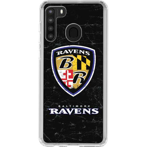NFL Baltimore Ravens - Alternate Distressed Galaxy A21 Clear Case
