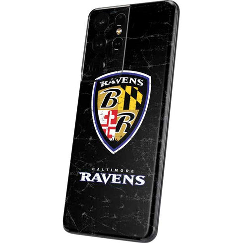NFL Baltimore Ravens - Alternate Distressed Galaxy S21 Ultra 5G Skin