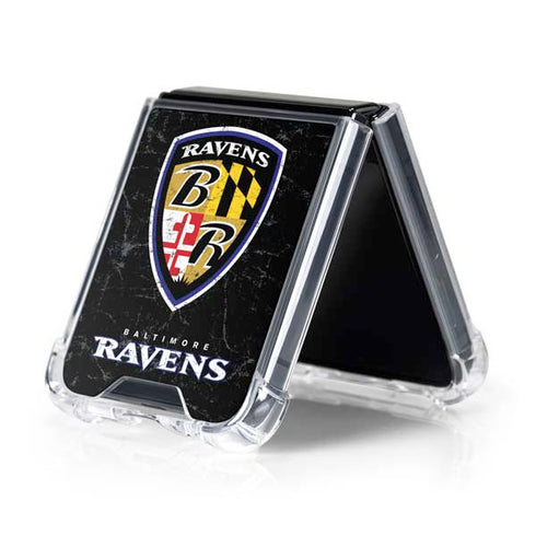 NFL Baltimore Ravens - Alternate Distressed Galaxy Z Flip5 5G Clear Case