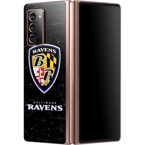 NFL Baltimore Ravens - Alternate Distressed Galaxy Z Fold2 5G Skin