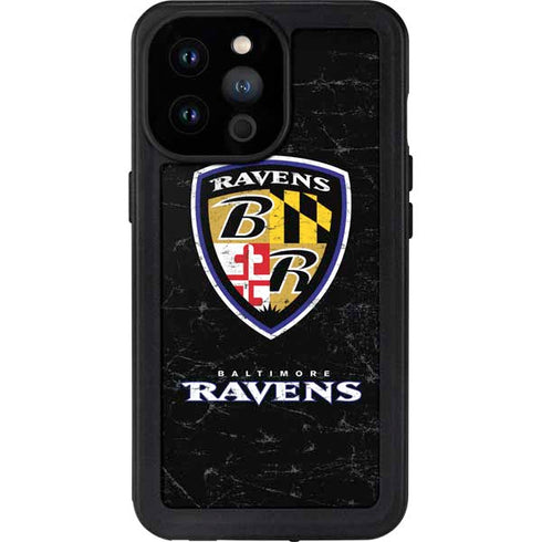 NFL Baltimore Ravens - Alternate Distressed iPhone 14 Pro Max Waterproof Case