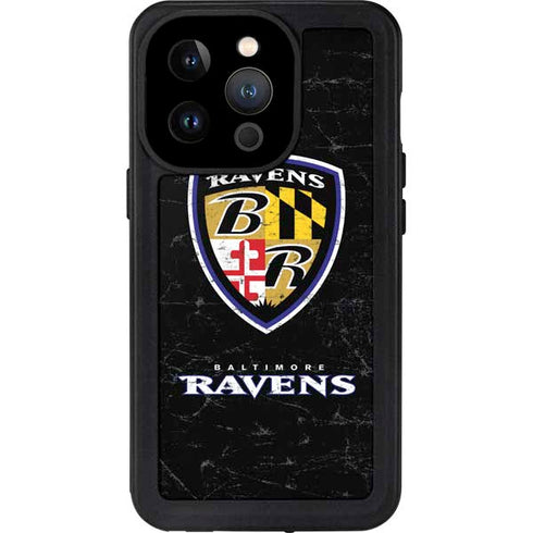 NFL Baltimore Ravens - Alternate Distressed iPhone 14 Pro Waterproof Case