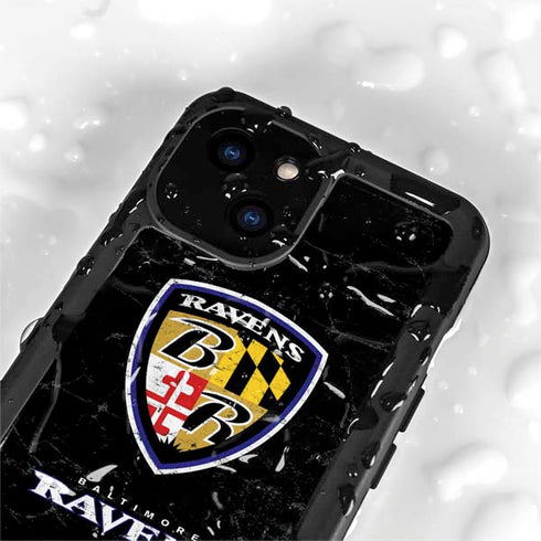 NFL Baltimore Ravens - Alternate Distressed iPhone 15 Plus Waterproof Case