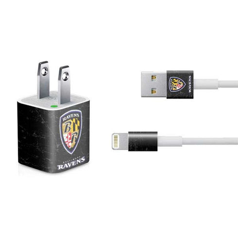 NFL Baltimore Ravens - Alternate Distressed iPhone Charger (5W USB) Skin
