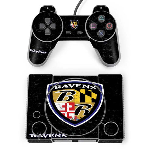 NFL Baltimore Ravens - Alternate Distressed PlayStation Classic Bundle Skin