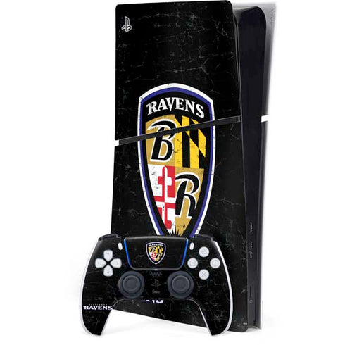 NFL Baltimore Ravens - Alternate Distressed PS5 Slim Digital Edition Console Skin