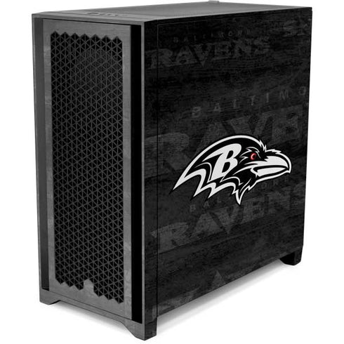 NFL Baltimore Ravens Black & White Corsair 4000D Tempered Glass Mid-Tower ATX Case Skin